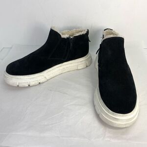 Franco Sarto Core Anoro Faux Fur Zip Sneakers Black Suede Womens Size 8